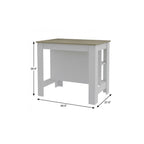 41" Brown And White Wood Kitchen Island With Storage