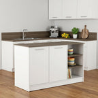 White and Brown 59" Kitchen Island With Storage