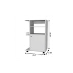24" White Wood Flat Door Rolling Kitchen Cart With Storage