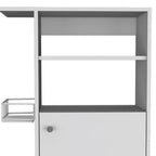 24" White Wood Flat Door Rolling Kitchen Cart With Storage