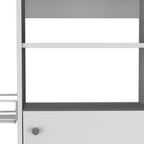 24" White Wood Flat Door Rolling Kitchen Cart With Storage
