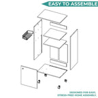 24" White Wood Flat Door Rolling Kitchen Cart With Storage