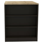 36" Natural and Black Wood Kitchen Island With Storage