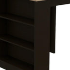 36" Natural and Black Wood Kitchen Island With Storage