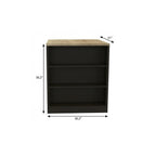36" Natural and Black Wood Kitchen Island With Storage