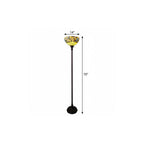 70" Green And Black Floor Lamp With Green Glass Bowl Shade