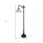 62" Brown And White Metal Floor Lamp With White Glass Bowl Shade