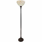 62" Brown And White Floor Lamp With White Glass Bowl Shade