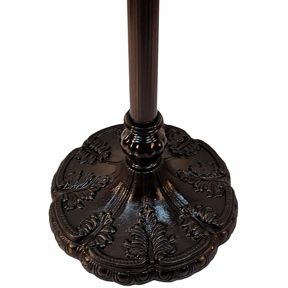 62" Brown And White Floor Lamp With White Glass Bowl Shade