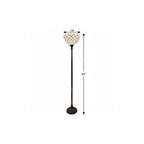 62" Brown And White Floor Lamp With White Glass Bowl Shade