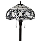 63" Brown Two Light Traditional Shaped Floor Lamp With White Stained Glass Bowl Shade