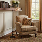 62" Brown And White Floor Lamp With White Glass Bowl Shade
