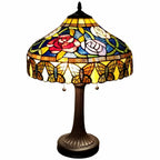 23" Dark Brown Metal Two Light Candlestick Table Lamp With Red and Black Shade