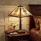 22" Dark Brown Metal Two Light Candlestick Table Lamp With Beige Shade
