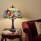 23" Dark Brown Metal Two Light Candlestick Table Lamp With Brown and Ivory Shade