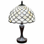 19" Dark Brown Metal Candlestick Table Lamp With White Dome Shade