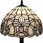 19" Dark Brown Metal Candlestick Table Lamp With White Dome Shade