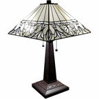 22" Dark Brown Metal Two Light Candlestick Table Lamp With White Shade