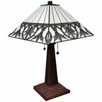 22" Dark Brown Metal Two Light Candlestick Table Lamp With White Shade