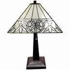 22" Dark Brown Metal Two Light Candlestick Table Lamp With White Shade
