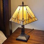15" Dark Brown Metal Candlestick Table Lamp With Beige Shade