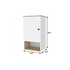 16" Light Oak And White Wall Mounted Cabinet With Three Shelves