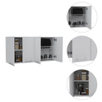 47" White Wood Wall Mounted Accent Chest With Four Doors