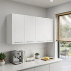 47" White Wood Wall Mounted Accent Chest With Four Doors