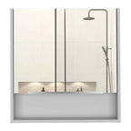 24" White Wood Floating Single Door Bathroom Vanity And Medicine Cabinet With Mirror