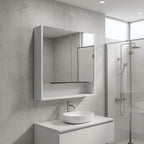 24" White Wood Floating Single Door Bathroom Vanity And Medicine Cabinet With Mirror
