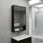 18" Black Wood Floating Double Door Bathroom Vanity And Medicine Cabinet With Mirror