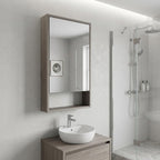 18" Light Gray Wood Floating Double Door Bathroom Vanity And Medicine Cabinet With Mirror