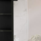 24" Black Wood Floating Double Door Bathroom Vanity And Medicine Cabinet With Mirror