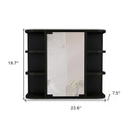 24" Black Wood Floating Double Door Bathroom Vanity And Medicine Cabinet With Mirror