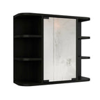 24" Black Wood Floating Double Door Bathroom Vanity And Medicine Cabinet With Mirror
