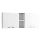 59" White Wood Wall Mounted Accent Cabinet With Four Doors