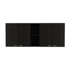 59" Black Wood Wall mounted Accent Cabinet With Five Shelves