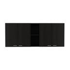 59" Black Wood Wall mounted Accent Cabinet With Five Shelves