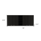59" Black Wood Wall mounted Accent Cabinet With Five Shelves