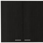 59" Black Wood Wall mounted Accent Cabinet With Five Shelves