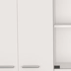 59" White Wood Wall Mounted China Cabinet With Six Doors