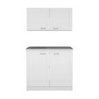 42" Black and White Wood Accent Cabinet Set With Four Doors