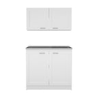 42" Black and White Wood Accent Cabinet Set With Four Doors