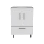 24" White Wood Freestanding Double Door Bathroom Vanity With Sink
