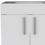 24" White Wood Freestanding Double Door Bathroom Vanity With Sink