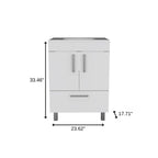 24" White Wood Freestanding Double Door Bathroom Vanity With Sink