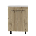 24" Oak Wood Freestanding Double Door Bathroom Vanity With White Sink