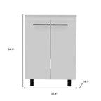 24" White Wood Freestanding Double Door Bathroom Vanity With Sink
