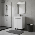 24" White Wood Freestanding Double Door Bathroom Vanity With Sink