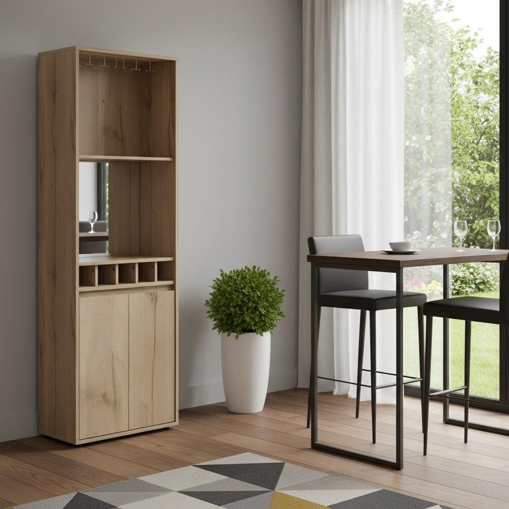 23" Oak Wood Bar Cabinet With Two Doors